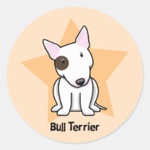 Ponto bull terrier do olho da estrela de Kawaii Adesivo Em Formato Redondo
