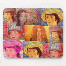 pop art da colagem da menina do retrato mousepads