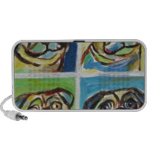 Pop art de sorriso dos pugs caixinha de som para notebook