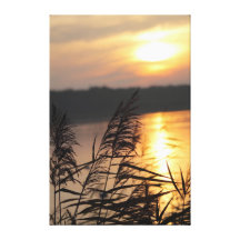 Pôr do sol à Steinhuder mar Impressão De Canvas Esticada