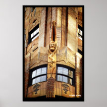 Por do sol do art deco posteres