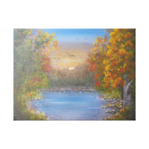 Por do sol impressão de canvas esticada