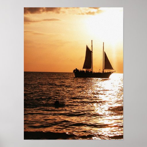 POR DO SOL MONTEGO BAY JAMAICA PHOTOGRAH DA NAVIGA PÔSTERES