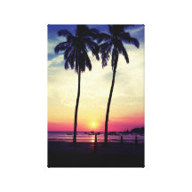 Pôr do sol romântico impressão de canvas envolvida
