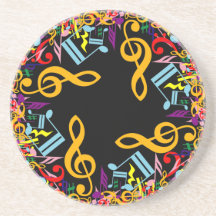 Porta copos colorida das notas musicais