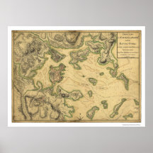 Porto do mapa 1775 de Boston Impressão