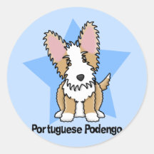 Português Podengo do fio da estrela de Kawaii Adesivo Em Formato Redondo