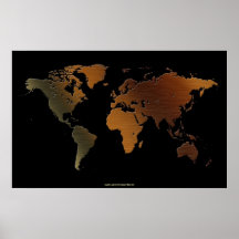 Poster à moda da arte do mapa do mundo do Rústico-