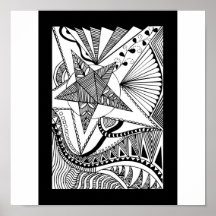 poster abstrato tirado mão da estrela