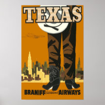 Poster americano das viagens vintage de Texas