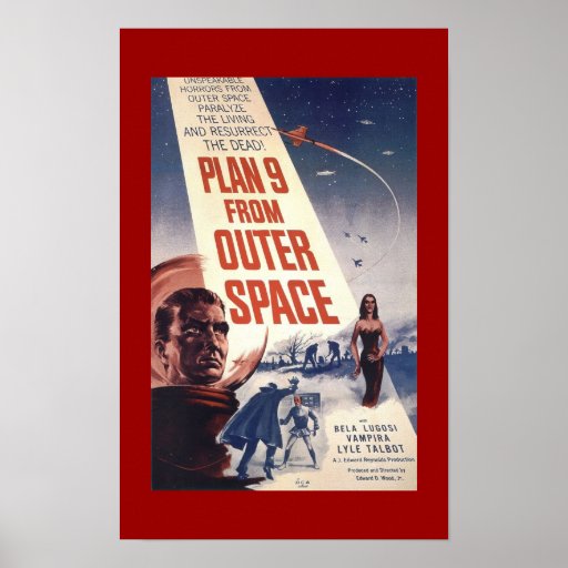 Poster clássico "plano 9 do filme do espaço "