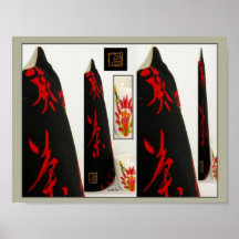 Poster - colagem acolhedor japonesa do chá do Kanj