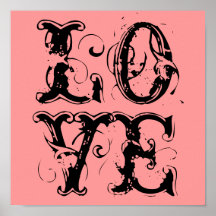 Poster cor-de-rosa e preto do amor