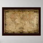 Poster da arte do mapa de Velho Mundo de COLTONS (