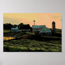 Poster da fazenda do por do sol