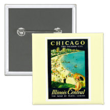 Poster das viagens vintage, Chicago, Illinois Botons