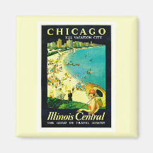 Poster das viagens vintage, Chicago, Illinois Imas