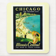 Poster das viagens vintage, Chicago, Illinois Mouse Pad