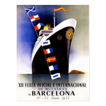 Poster das viagens vintage para o cartão de Barcel Cartões Postais