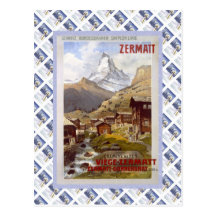 Poster de Raulway do suíço do vintage, Zermatt Cartoes Postais