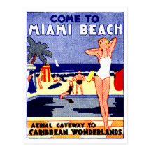Poster de viagens 1925 de Miami Beach Cartoes Postais