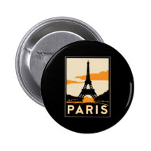 poster de viagens retro do art deco de Paris Botons