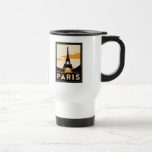 poster de viagens retro do art deco de Paris Canecas
