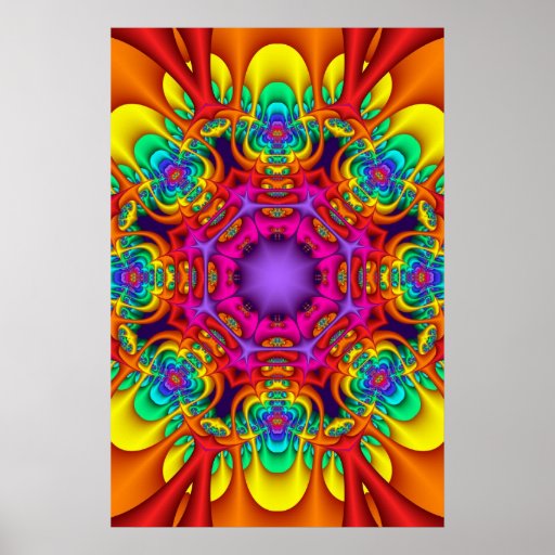 Poster decorativo da mandala em cores do arco-íris