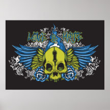 Poster do crânio do amor e do ódio