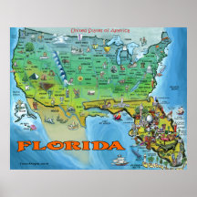 Poster do mapa de Florida EUA