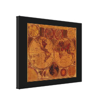 Poster do mapa de Velho Mundo Impressão De Canvas Envolvida