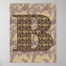 Poster floral elegante Monogrammed da inicial B