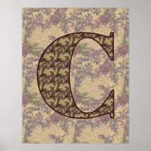 Poster floral elegante Monogrammed da inicial C