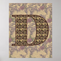 Poster floral elegante Monogrammed da inicial D