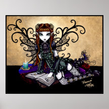 Poster gótico da fada da leitura da paciência