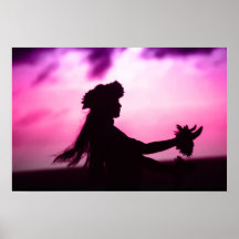 Poster havaiano roxo & cor-de-rosa