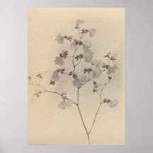 Poster japonês das flores de cerejeira