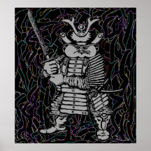 Poster japonês legal da arte gráfica do samurai