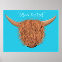 Poster peludo de MOO-tastic da vaca das montanhas 