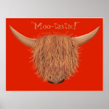 Poster peludo de MOO-tastic da vaca das montanhas