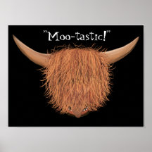 Poster peludo de MOO-tastic da vaca das montanhas 