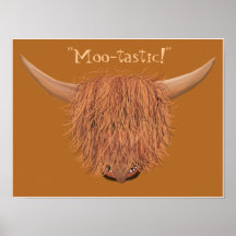 Poster peludo de MOO-tastic da vaca das montanhas 