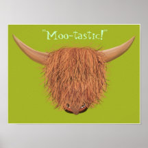 Poster peludo de MOO-tastic da vaca das montanhas 