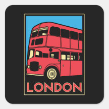 poster retro do art deco de Londres westminster In Adesivos Quadrados