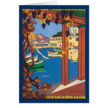 Poster Riviera francês mediterrâneo das viagens vi Cartoes
