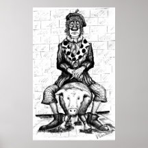 Poster triste da arte gráfica do palhaço