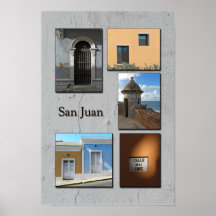 Poster velho da colagem da foto de San Juan