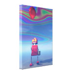 Pouco robô vermelho 2 do aniversário impressão de canvas envolvida