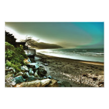 Praia da manhã impressão de foto