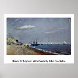 Praia de Brigghton com os barcos por John Constabl Posteres